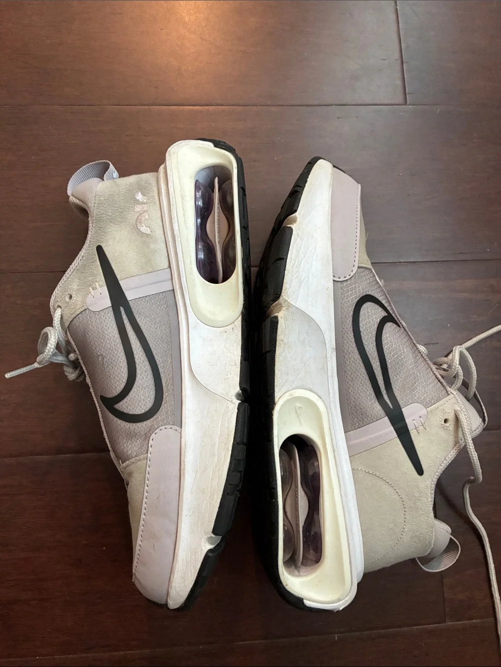 Nike Women’s Air Max Sneakers in Light Beige with Black Swoosh